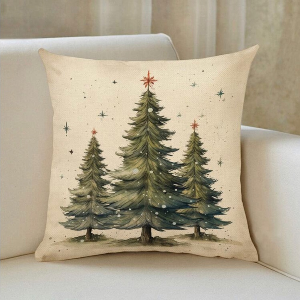 Christmas Tree Linen Cushion Case (Case Only) - Picture 1 of 4